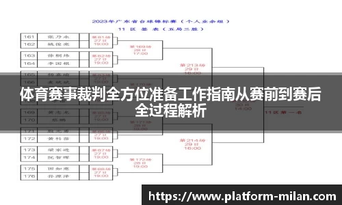 体育赛事裁判全方位准备工作指南从赛前到赛后全过程解析